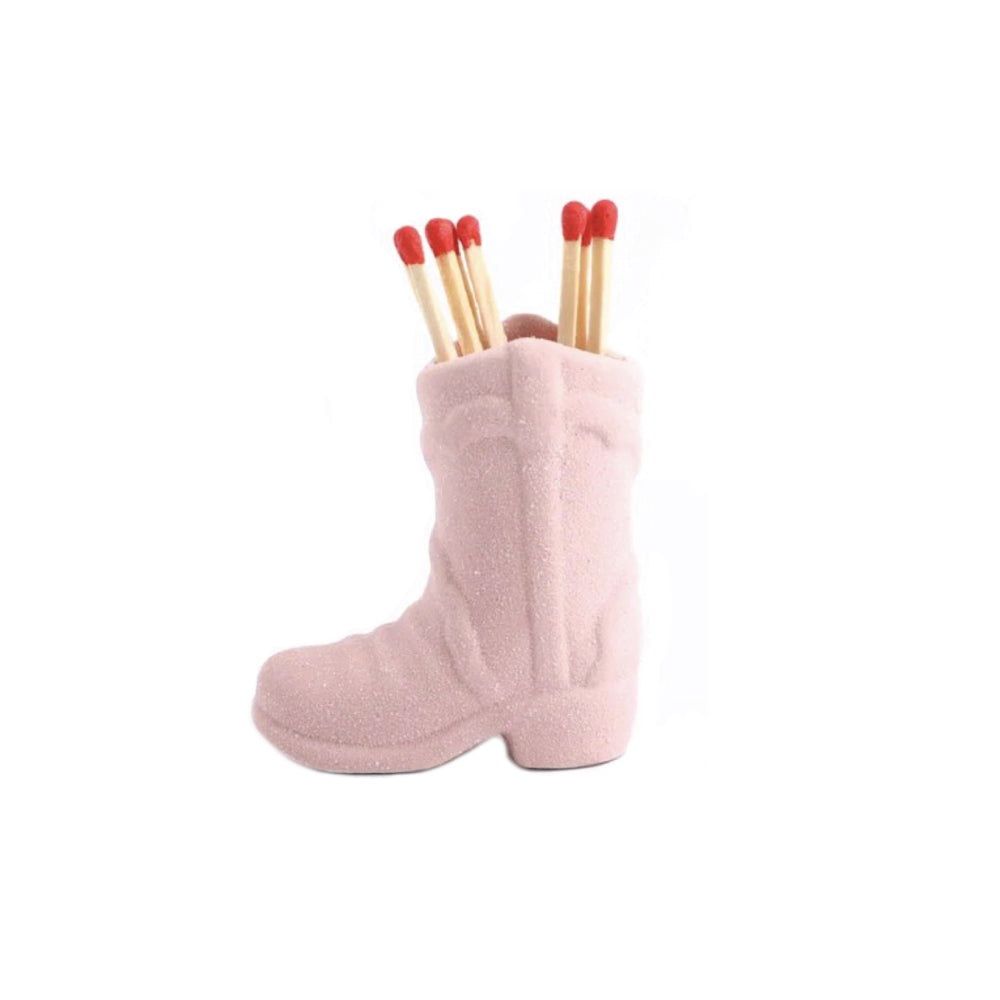 Cowboy Boot Match Stick Holder - Baby Pink