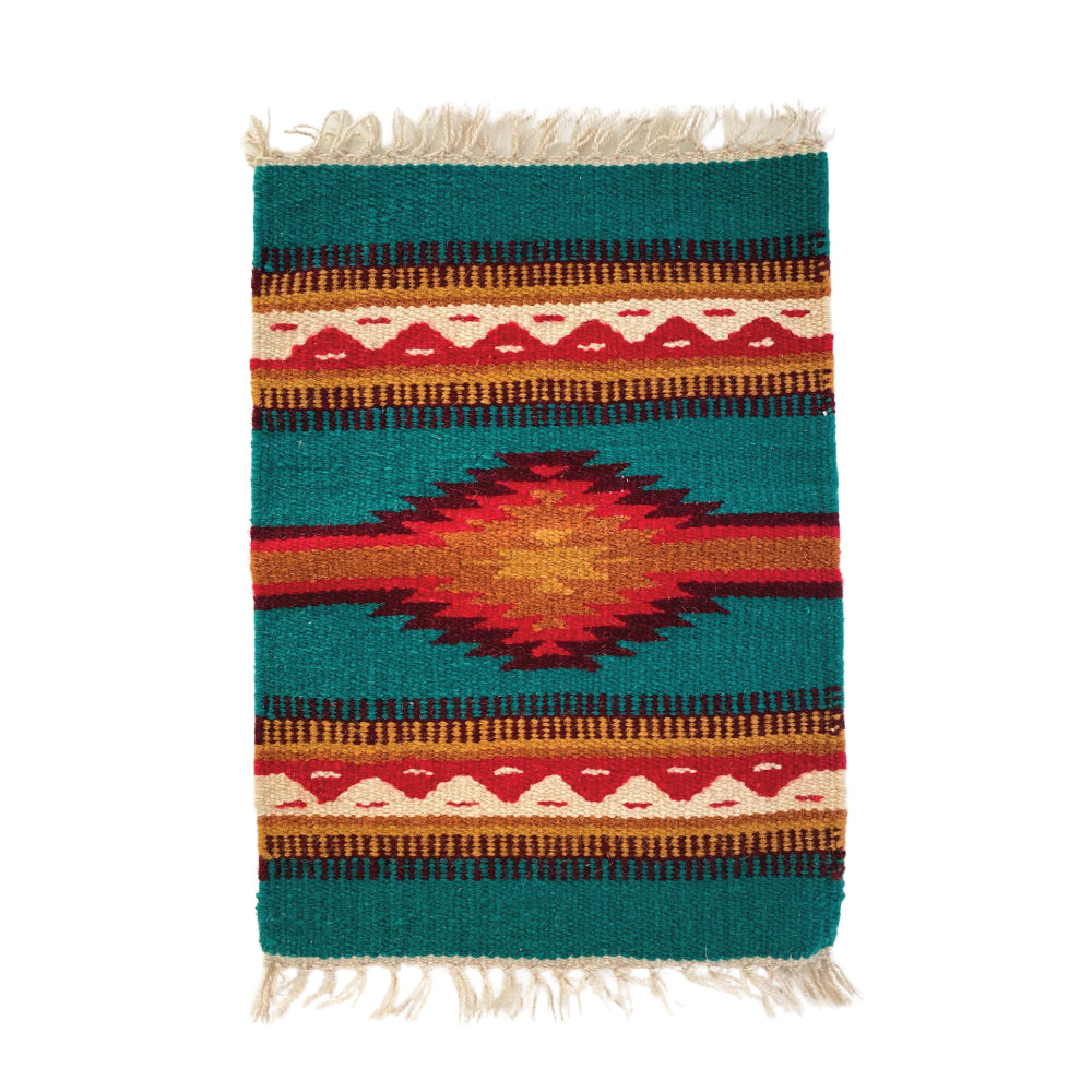 Zapotec Table Mat -Teal & Rust