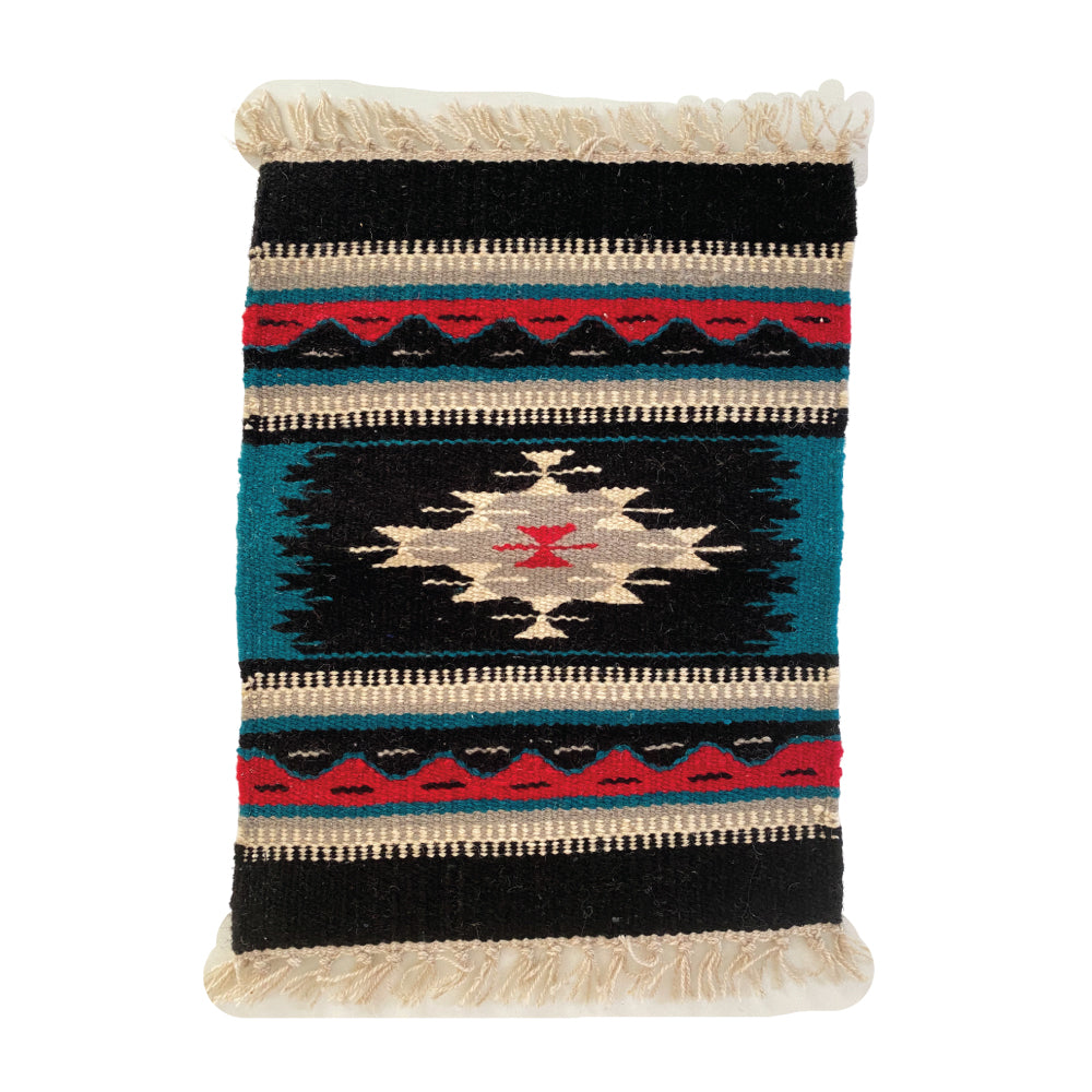 Zapotec Table Mat -Black Red & Teal
