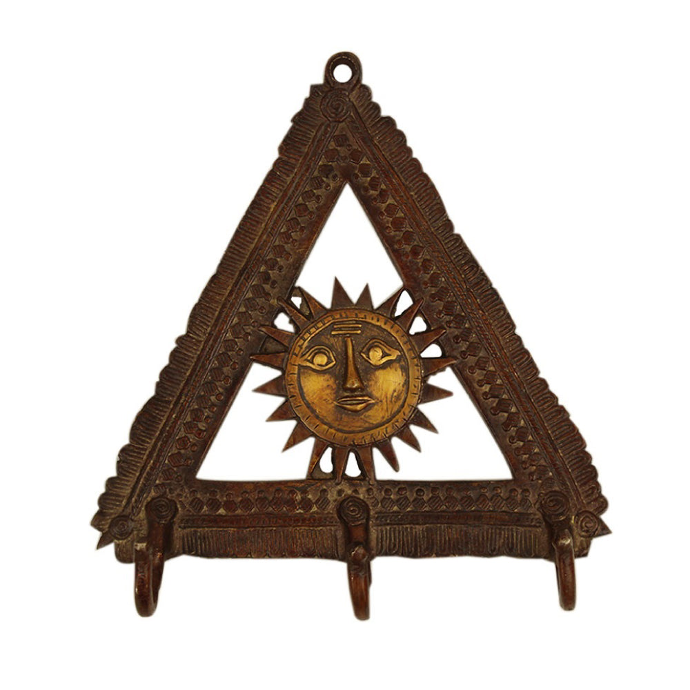 Brass Triangle Sun Wall Hook - Antique