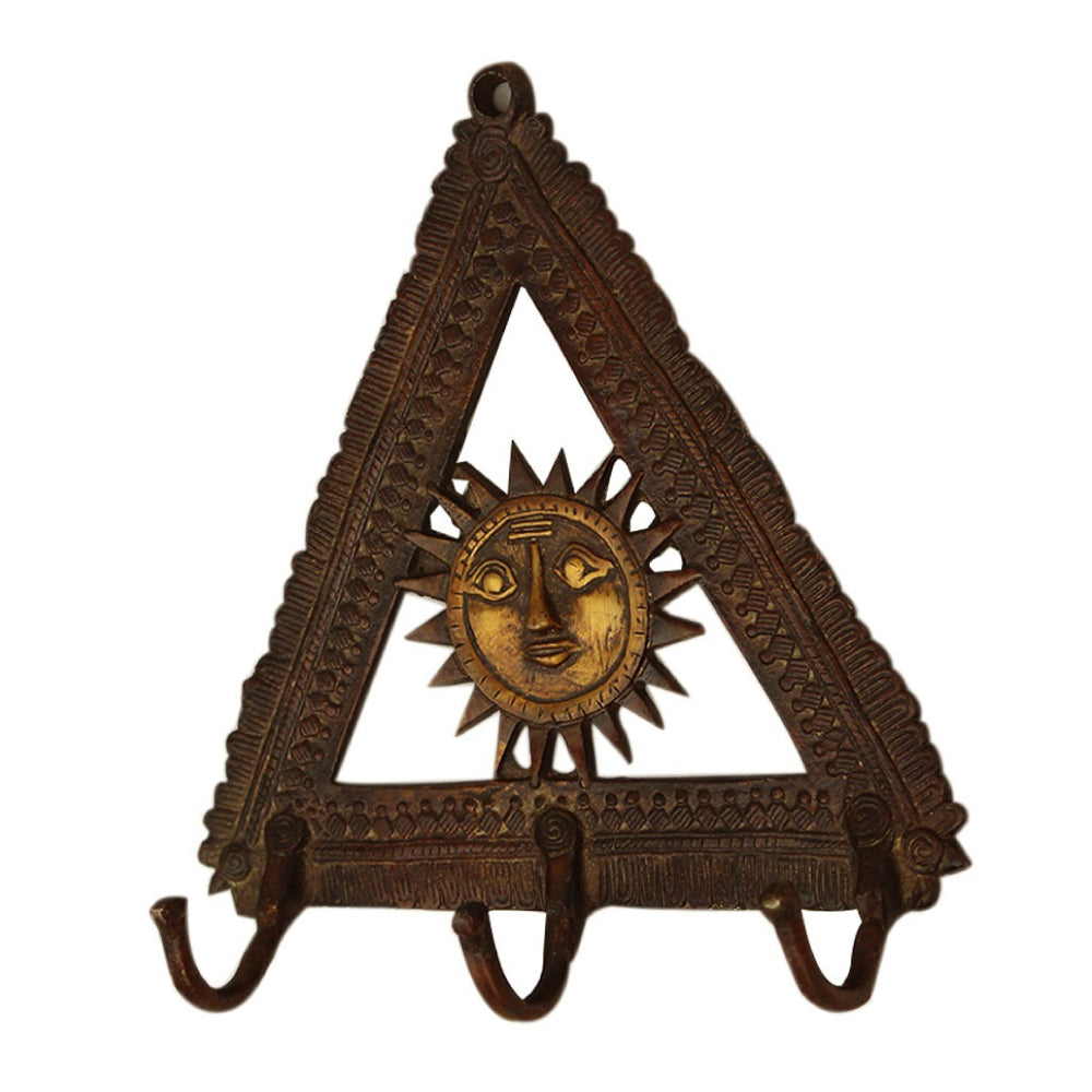 Brass Triangle Sun Wall Hook - Antique