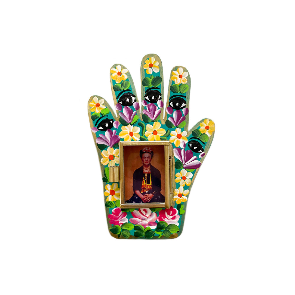 Small Frida Nicho Hand Shadow Box - Green