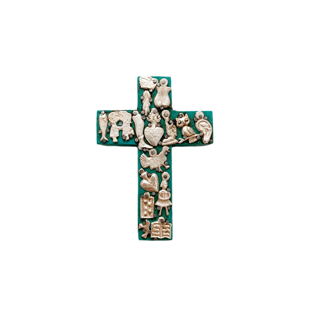Milagro Wooden Cross - Teal