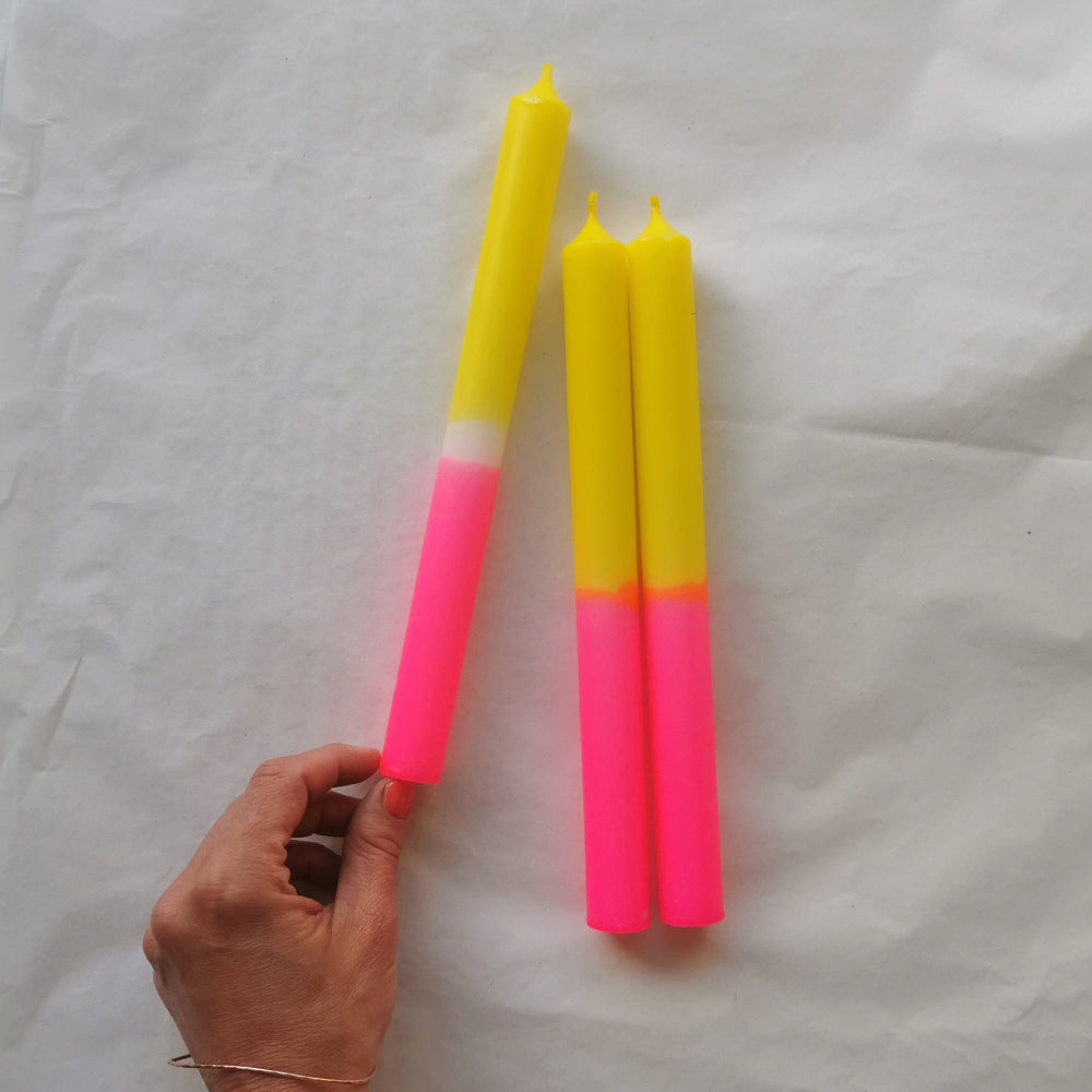 Single Dip Dye Candle - "Neon Shower"