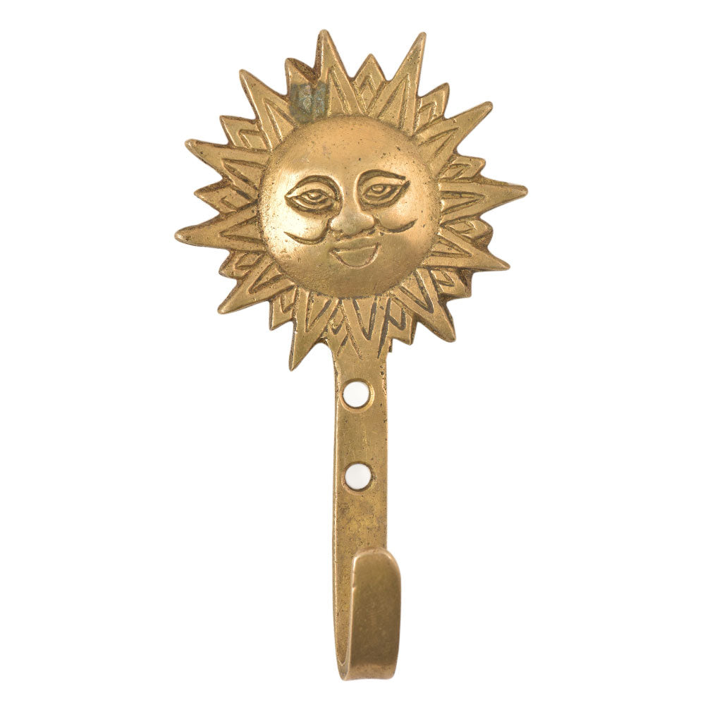 Brass Sun Wall Hook - golden