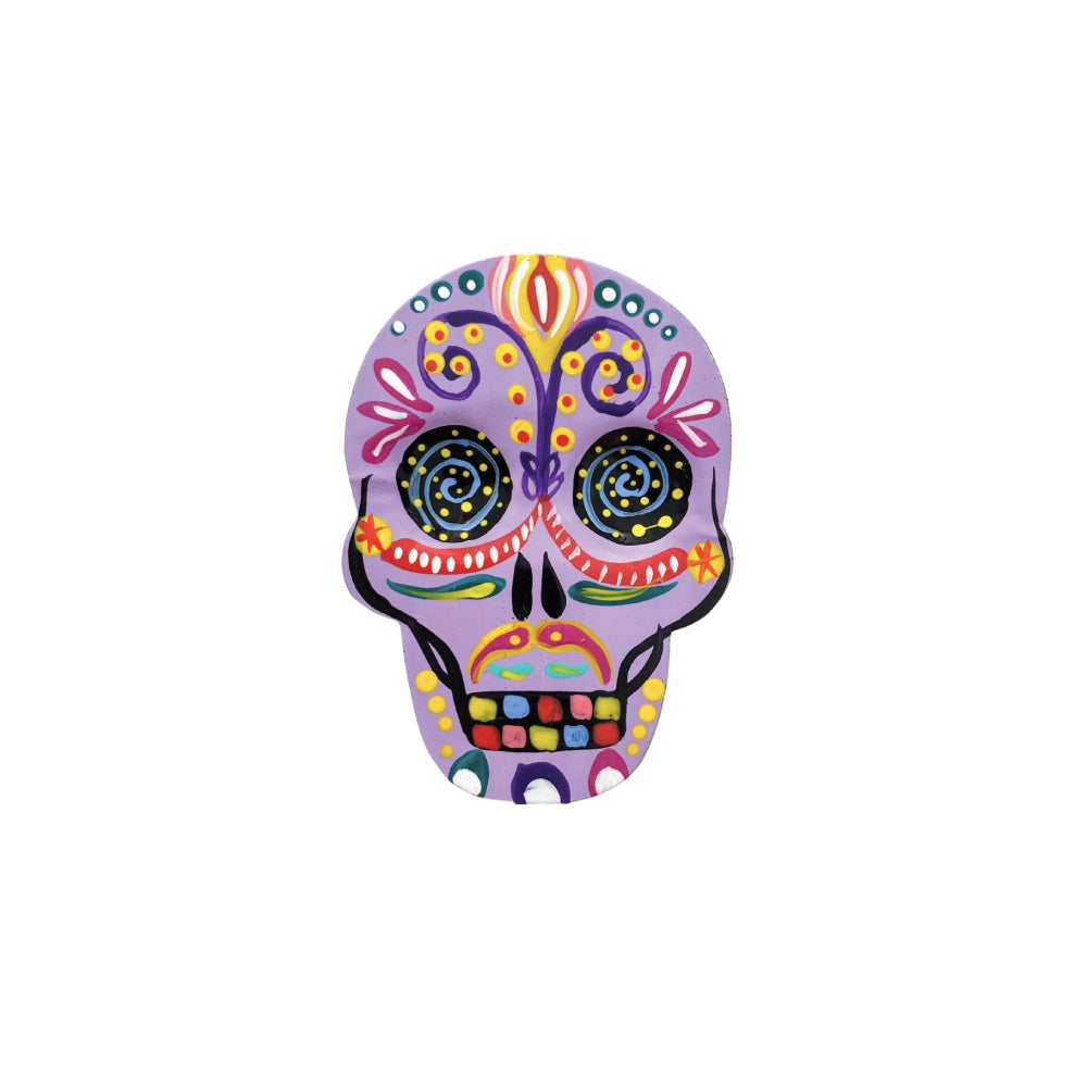 Tin Sugar Skull Magnet - Lilac